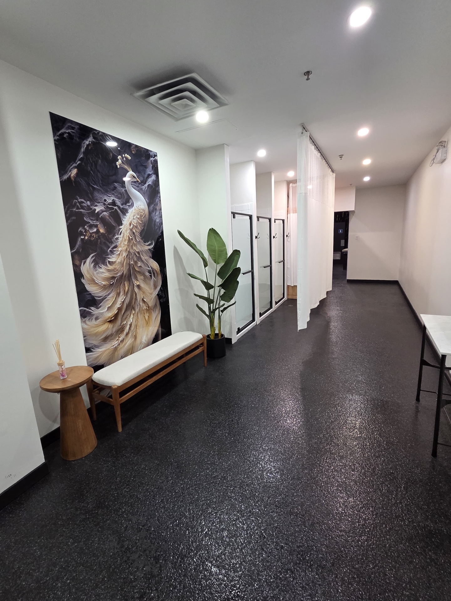 Salle de bain des femmes rénovée au Club Fitness à LaSalle, Montréal